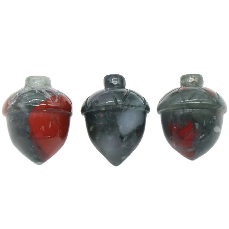 DIY Natural Stone Hazelnut Ornaments African Blood Stone Pine Nuts Carved Home Decoration Crystal Crafts
