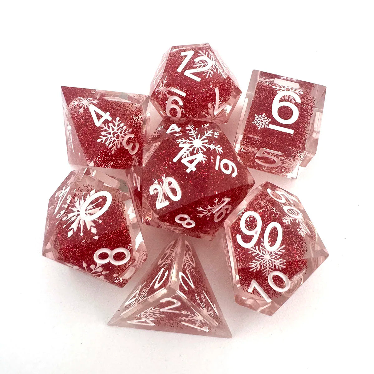 Customizable Clear Resin Dice Polyhedral and Polyhedron Snowflake Board Games Sharp Edge Plastic Dice