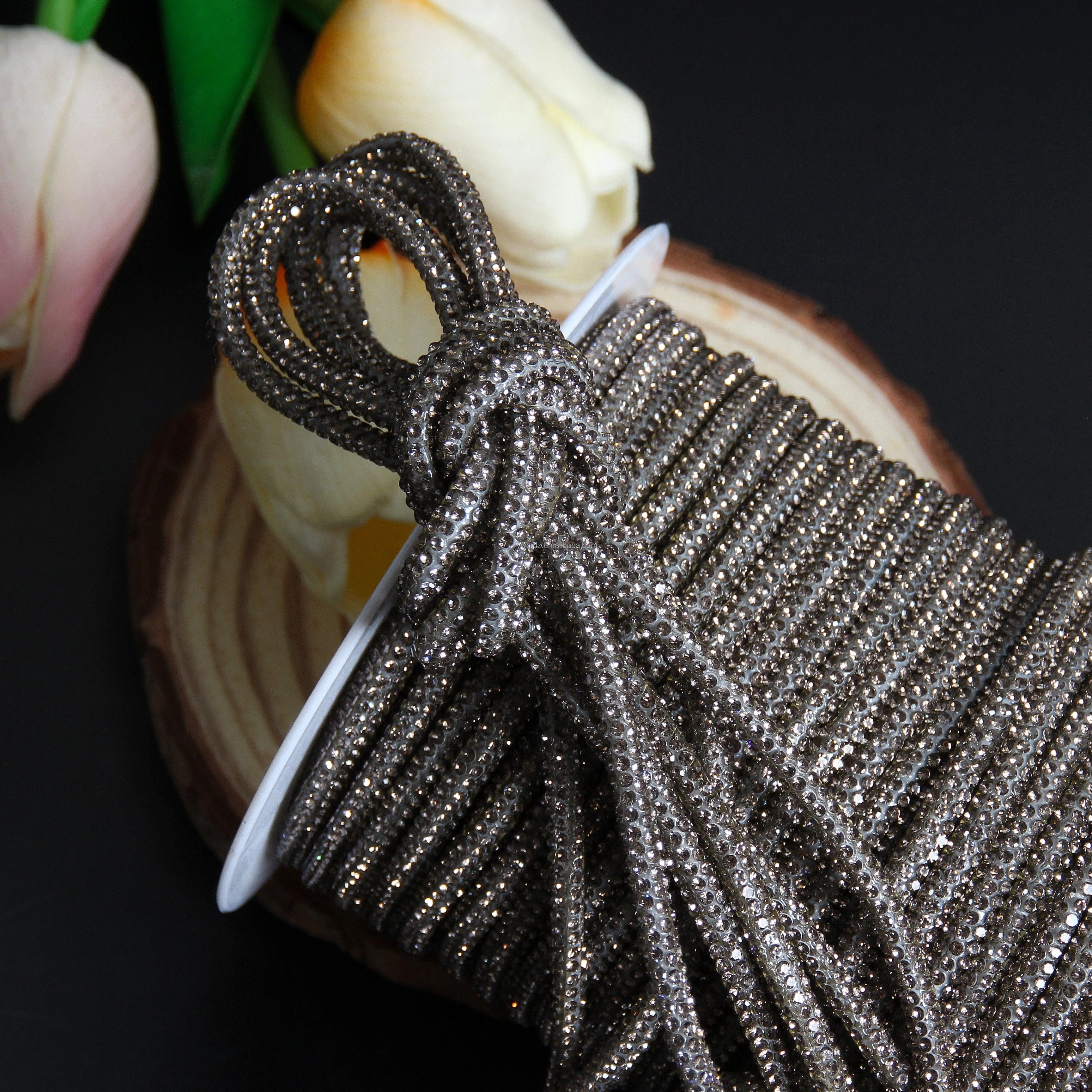 SINONG Round Tube DIY Decorative Shoelaces 4mm Rhinestone Rope Brushed Crystal Decorative Shoelaces Shoes