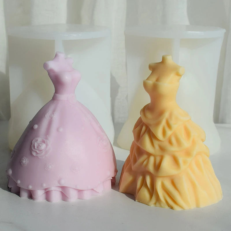 3D Bride Shape Wedding Dress Silicone Candle Molds Scented Resin DIY Handmade Gift Commercial Food Cake Tools Packaged in Bag