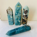 Wholesale natural blue sky tower quartz crystal healing blue caribbean calcite point for fengshui