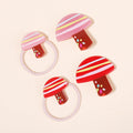 Mi Dairy Kawai Japan Cartoon  Mushroom Shape Acrylic Rubber String Hair Clips for Girls Kids Forcess Hair Ponytail