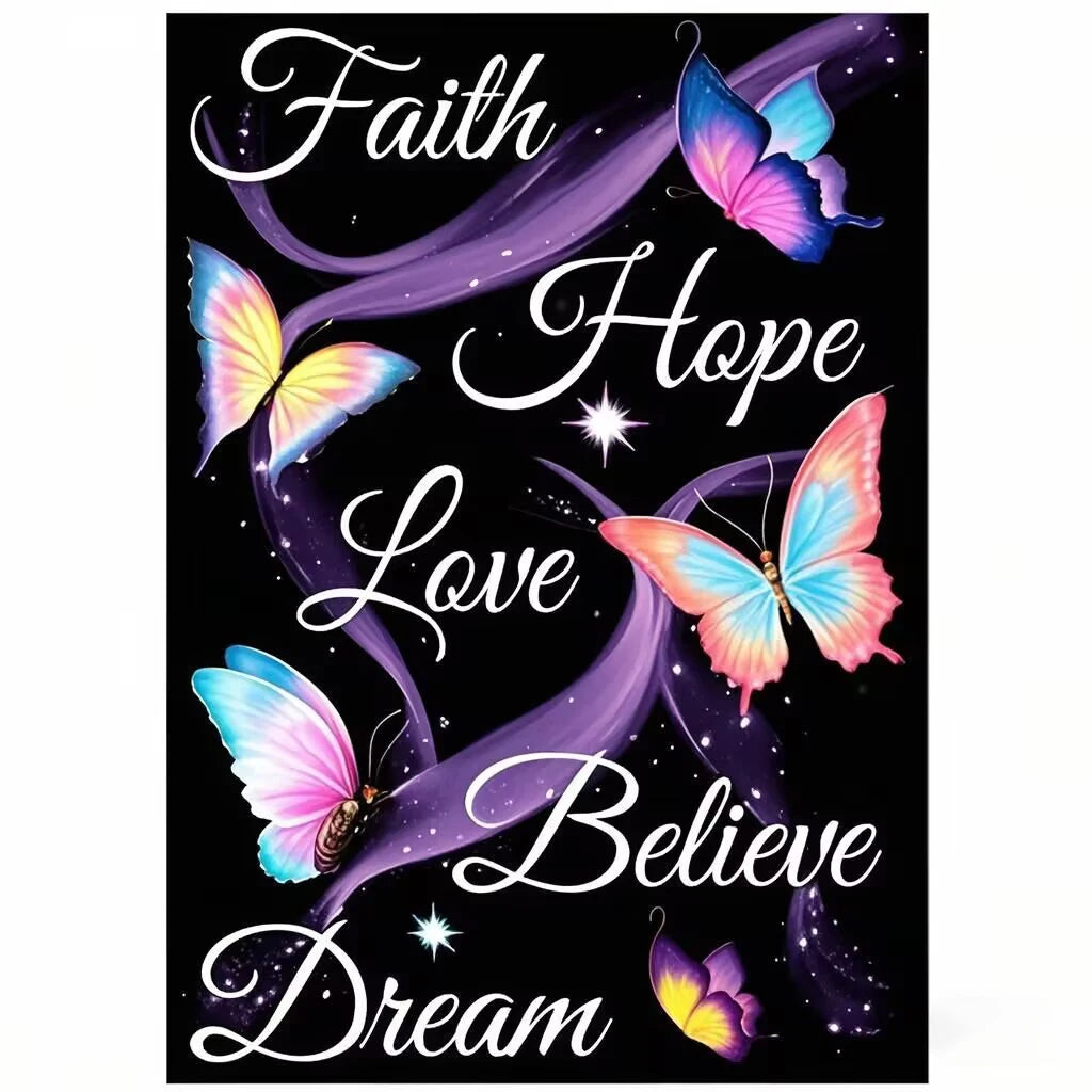 Hot Selling 5D DIY Diamond Painting Kit Adults' Printed Butterfly Text Art Classic Home Decor Gift