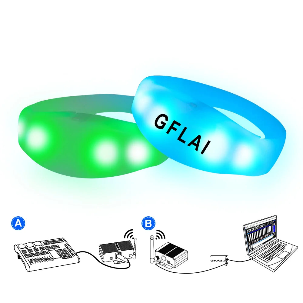 Motion Activated Light up Bracelet Promotional Switch Remote Controlled Parti Led Control Bracelets