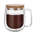 Double Wall 250ml Borosilicate Glass Tea/Coffee Mug with Bamboo Lid 350ml Capacity for Back to School