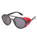 New Fashion Round Frame Sunglasses Retro Personality Steampunk Sunglasses Leather Edging Men's and Women's Sunglasses