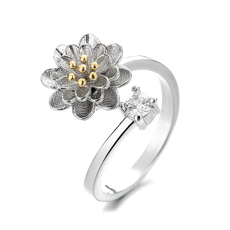 Wholesale Spinner Rings Rotatable Jewelry Rotating Adjustable Gold Sun Flower Daisy Spinning Fidget Rings for Anxiety