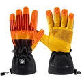 SAVIOR Leather Insulated Heated Work Gloves With Touch Screen Windproof and Rechargeable 7.4v Battery for Cycling Outdoor Use
