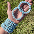 Natural Aquamarine Stone Round Beads Crystal Stretch Bracelet Healing Quartz Precious Jewelry for Lady Gift
