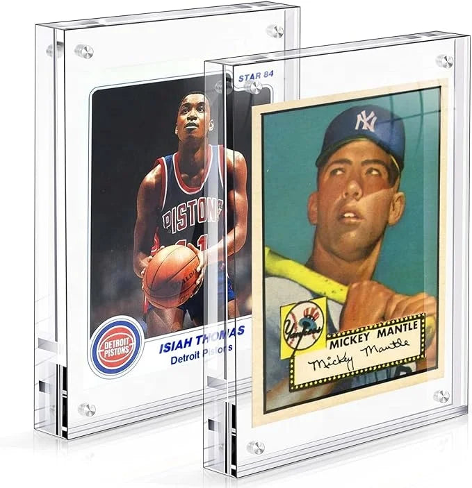 2 Sets Acrylic Card Frame Magnetic Trading Card Display Frames Desktop Display   Clear or Black Display  Card Holder