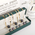 Hawaiian Minimalist Gold Plated Big Single Black Pearl Necklace Earrings Jewelry Sets for Women Party