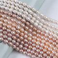 8-9mm White Pink Purple Real Freshwater Beads Pearl Strand Rice Shape Loose Natural Color Beads for Jewelry Making