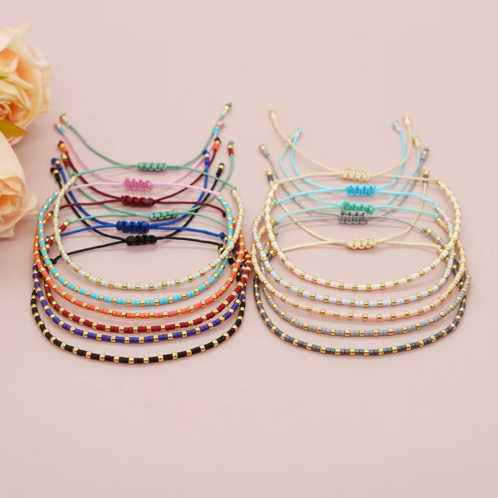 Go2boho Stack Beaded Bracelets Boho Fashion Tiny Beads Handmade Chain Holiday Minimalist Trendy Jewelry Friend Gift for Women