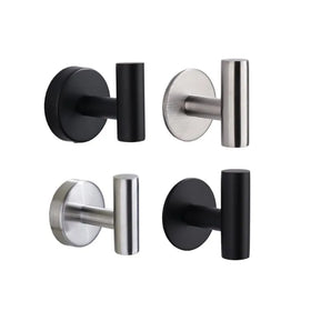 Stainless Steel Self-Adhesive Wall Mounted Bathroom Accessories Metal Coat Hook Robe No Drill Clothes Hanger Bath Hook