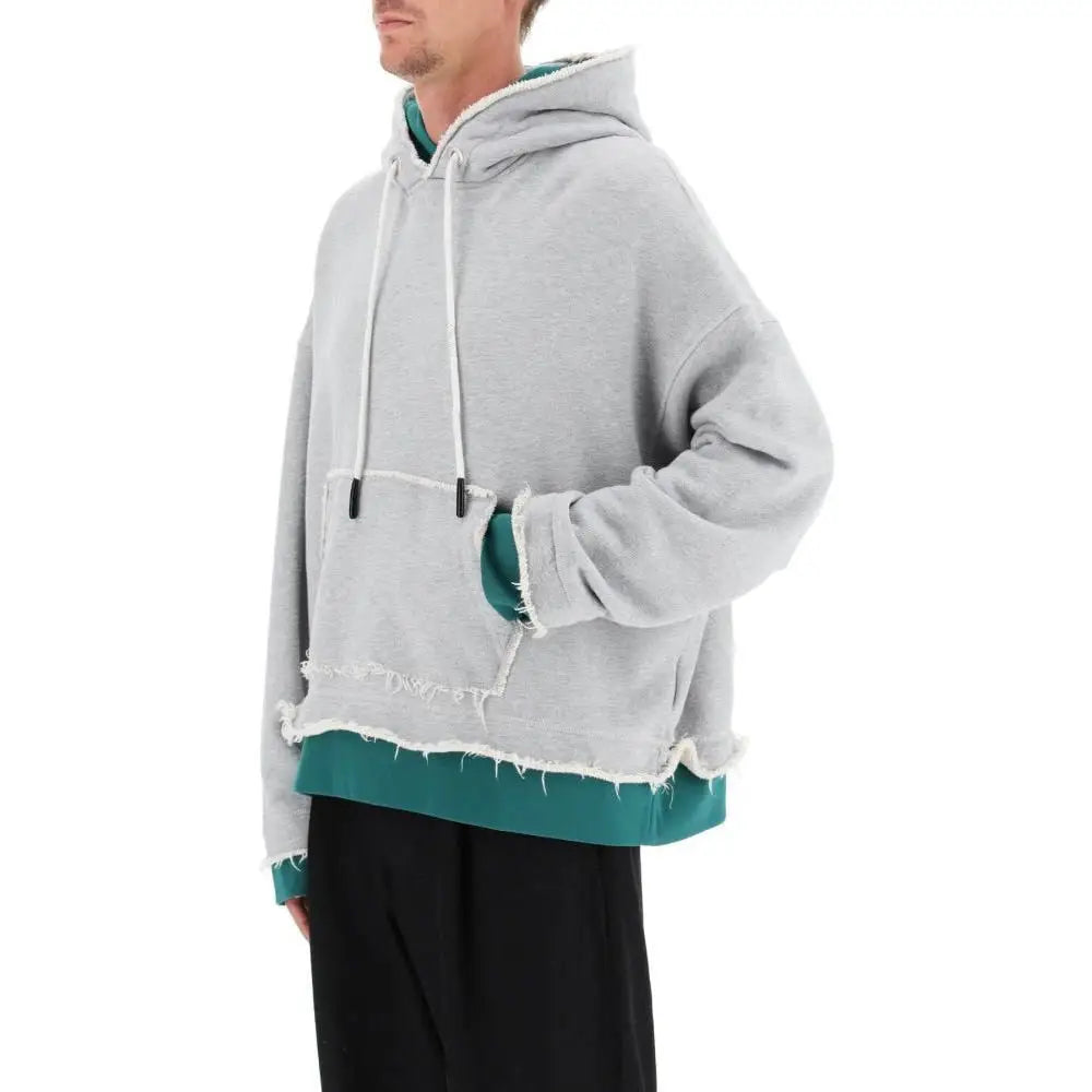ATZ Winter Jigsaw Design Ragged Edged Hooded Sweatshirt Men Custom Streetwear Oversized Hoodie 100% Cotton Distressed Sun Faded