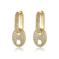 ZUOLA Factory Wholesale Trendy Eco-friendly Brass 18K Gold Plated Charm Hoop Earrings with Zircon Inlay Unisex
