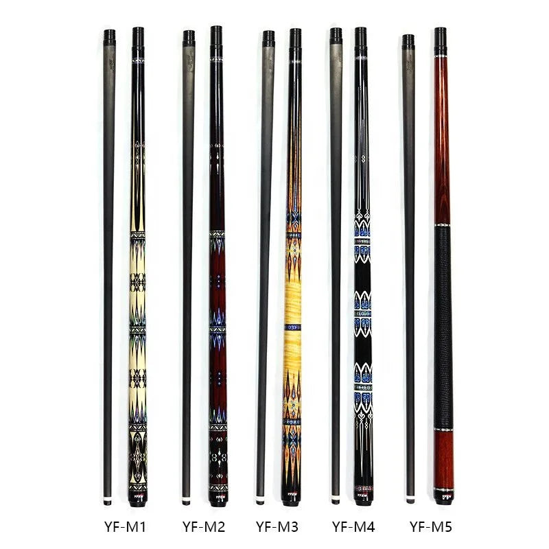 Factory Sell 58" Yfen High-tec Carbon Fiber 12.5mm 1/2 Billiard Pool Cue With Extension