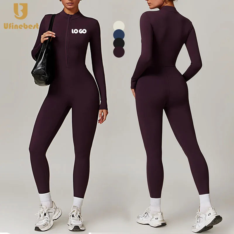 Customizable New Sports Yoga Fleece-lined Jumpeuits Gym Yoga Fitness Sets for Woman