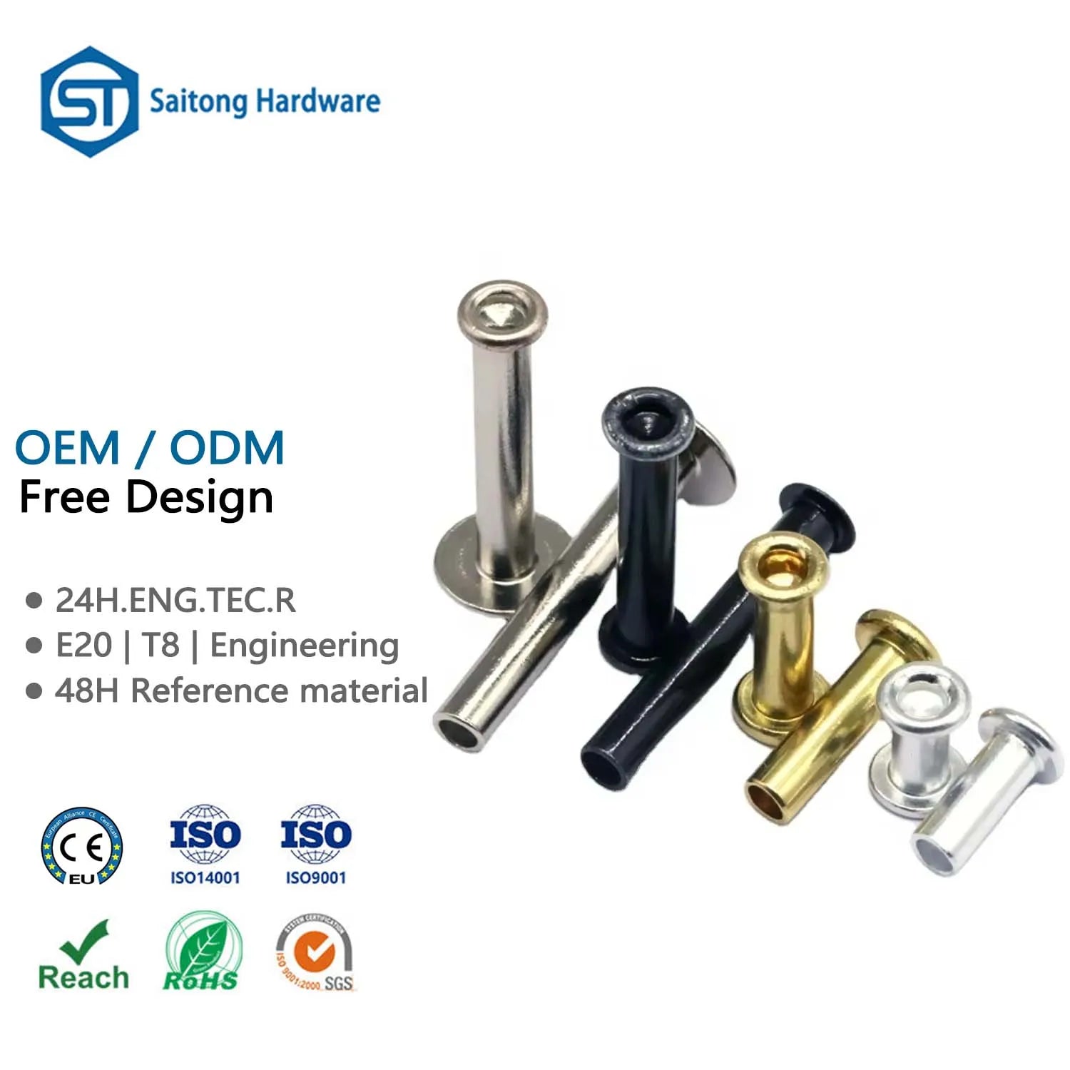 Wholesale Price Remaches Custom Rivet Stainless Steel Aluminum Iron Copper Flat Head Semi Tubular Metal Rivet