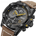 MEGIR Watches Top Reloj Luxury Chronograph Sport Men's Wristwatch Relogio Masculino Clock Waterproof Leather Watch for Men