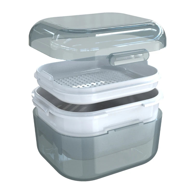 OEM Double Layered Box Soaking Dentures and Protecting Teeth Aligner case for Dental Clinics