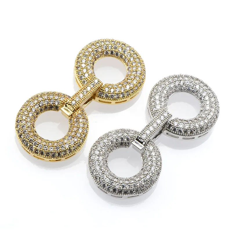 Unique Design  Jewelry Clasps Gold Rhodium Plated CZ Setting Big Size Delicate Clasp Connector for DIY Jewelry Making