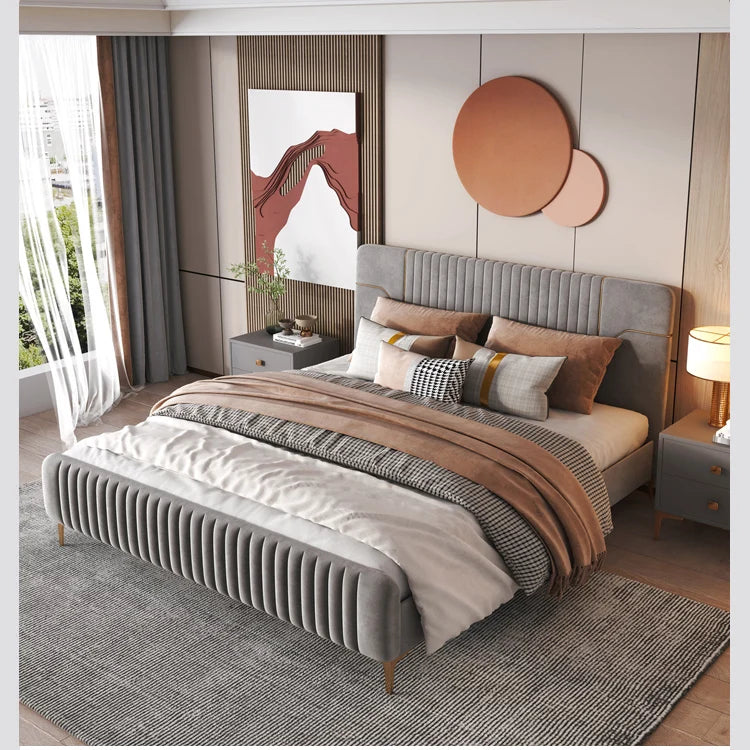 Italian Classic Light Luxury Design Upholstery Double Bed Modern Simple Ins Master Bedroom