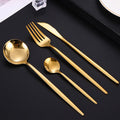 Northern Europe Style Cutlery Set 4 Pieces Gold Stainless Steel Flatware Silverware Set Knife Fork Spoon Set for Home