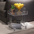 2-Tier Modern Lucite Rolling Cart Arabic Acrylic Bar Carts Serving Trolley for Hotel Food Serving Living Room Wine Cellar