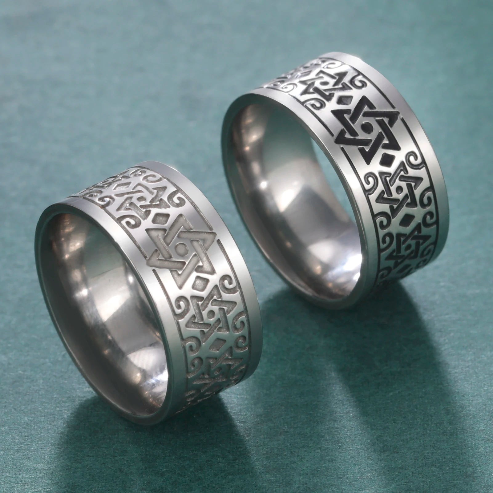 Myshape Star of David Ring for Men Israel Hexagram Hanukkah Ring Shield Stainless Steel Jewish Jewelry Amulet Religious Gift