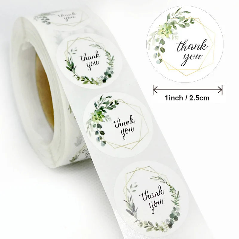 KYW Packaging Label Sticker Thank You Stickers 2 Inch Thank You Label Sticker Leaf