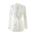 A6841 Good Quality White Women Blazer Bow Hollow Out V Neck Ladies Fashion Jackets