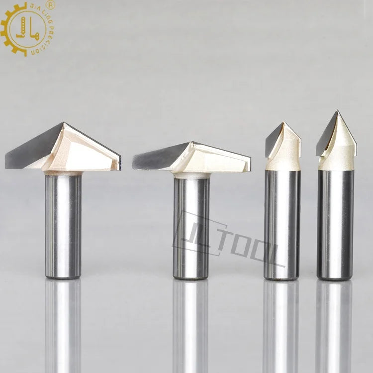 Solid Carbide 60 90 120 Degree V Bits 150Â° Tideway CNC V Grooving Bit 45 Degree 2 Flute V Groove Router Bit for Wood