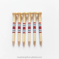 Creative Multi-Color Striped Bamboo Wooden Golf Tees with Custom Logo Printing 83mm Length Bulk Packing for Wholesales