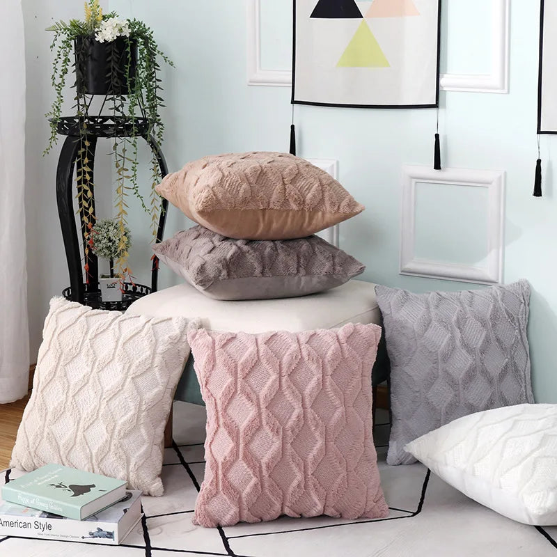 Amity Modern  Luxury Soft Solid Plush Cushion Cover Quilted Throw Pillow Decorative Home Hotel Sofa Bed