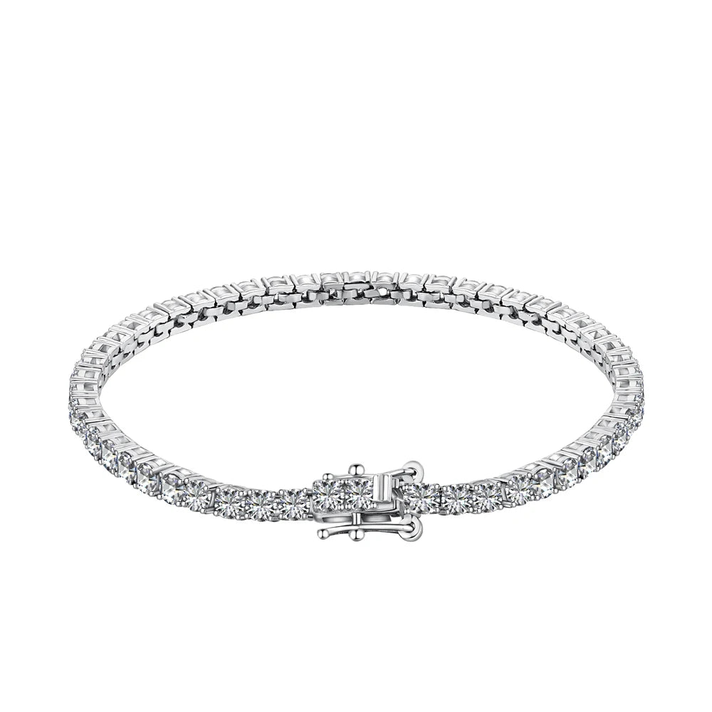 Dylam Fine Jewelry Women S925 Silver Rhodium Plated Black Pink Green Clear Round Cut 5A Cubic Zirconia Tennis Braceletsbangles