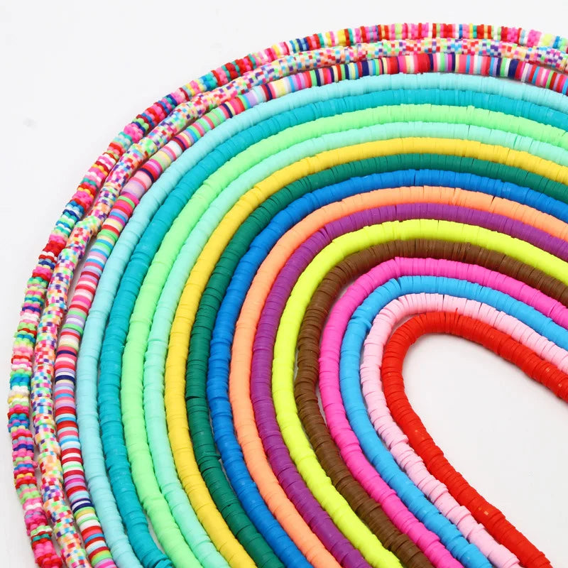 Heishi Polymer Clay Beads 4/6mm Disk Flat Round Clay Disc Beads Handmade Loose Spacer Bead for Jewelry Making DIY