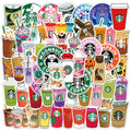 50Pcs  Drink Coffee Decorative Stickers Label for Girl Kids Suitcase Laptop Bike Guitar Scrapbook Skateboard Waterproof Decals