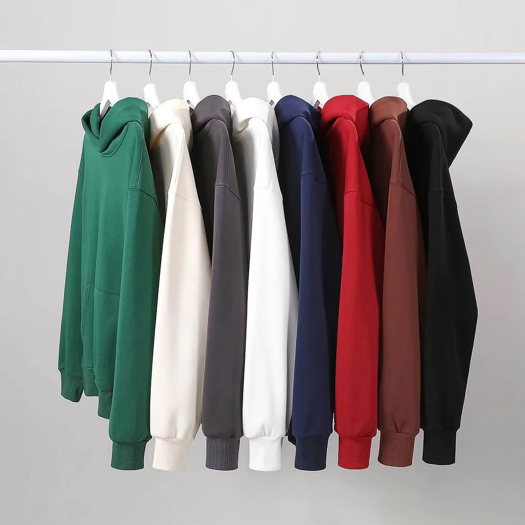 Hoodie Pullover Sweatshirt Embroidered Unisex Heavyweight Fleece Drop Shoulder Hooded Pocket Sweatshirt