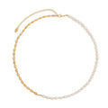 Chris April Fashion Jewelry Water-proof PVD Gold Plated 316L Stainless Steel Freshwater Cultured Baroque Bicolor Olive Necklace