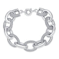 925 Sterling Silver Iced Out Chunky Link Chain Bracelet for Women Statement Jewelry