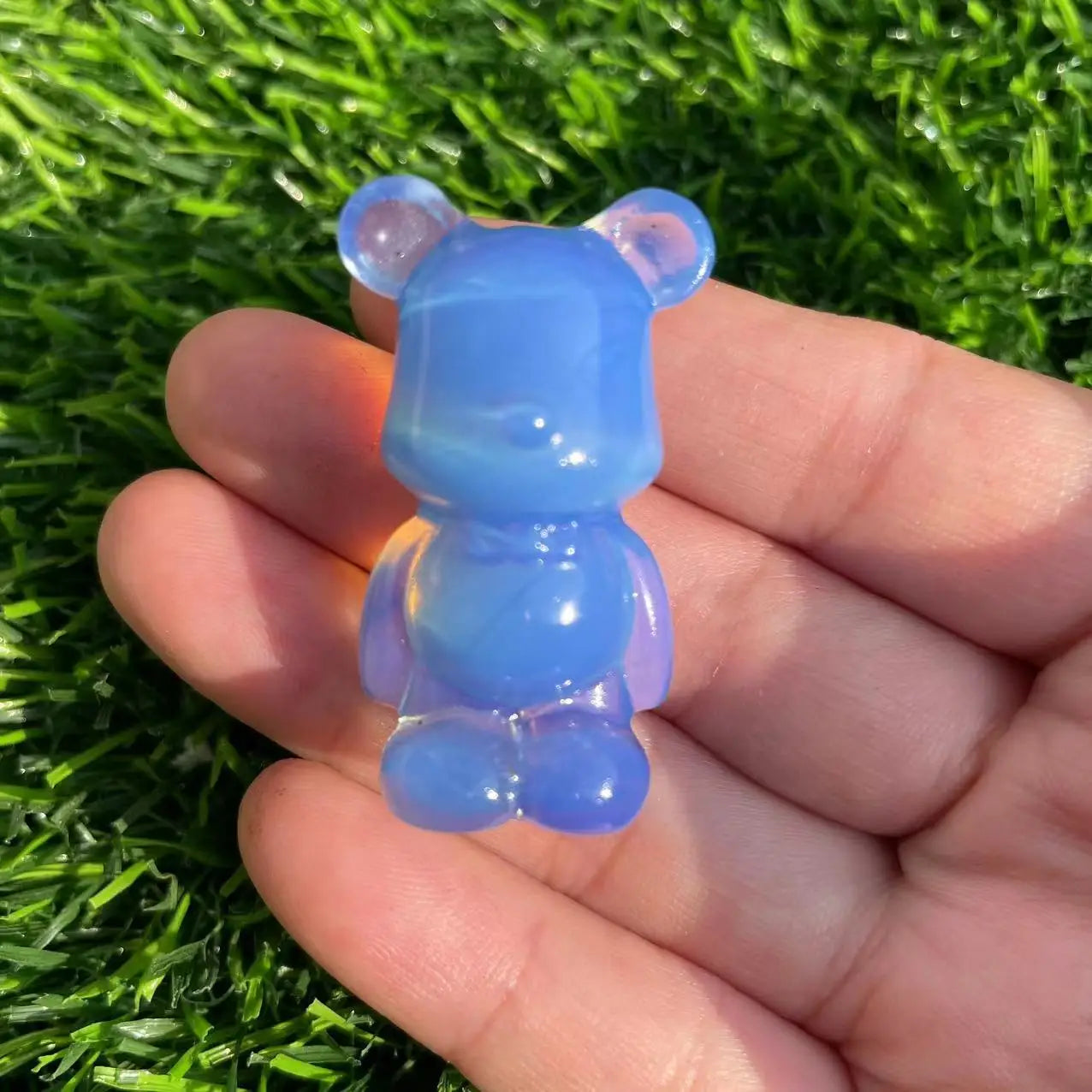 1.5Inch Hand Carved Crystal Bear Mini Cute Natural Gem Stone Animal Cartoon Bear Teddy Bear Carving