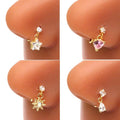Gaby New Designs Zircon Dangling Stainless Steel Hoop Nose Ring Bulk Bling Dangle Nose Hoop Piercing Wholesale Body Jewelry