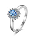 Luxury Royal Blue Moissanite Engagement Rings for Women 925 Sterling Silver Ring