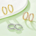 K001A Abiding Rose Yellow Gold Plated 925 Sterling Silver White Moissanite Circle Hoop Earrings for Girls