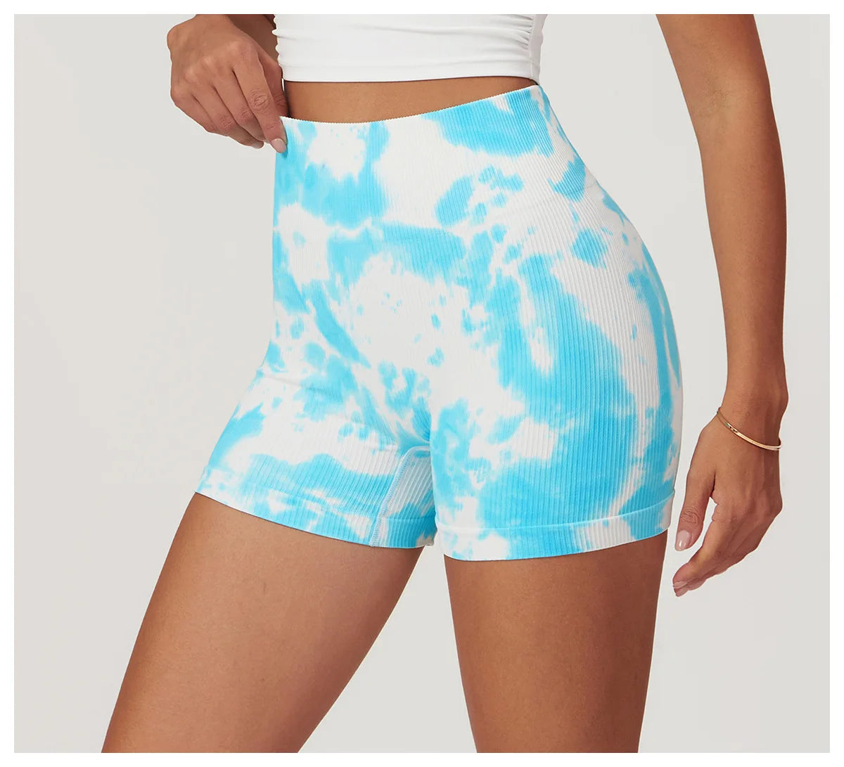 BNICE Gym Pants Women Seamless Sport Wear Scrunch Leggings Hollow Butt Lifting Leggings Short Pants Tie Dyed Leggings