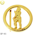 Round Shape Brand logo Metal Buckle Gold Color Hollowing Private Plate Alloy Hardware Straps for Leather Belt