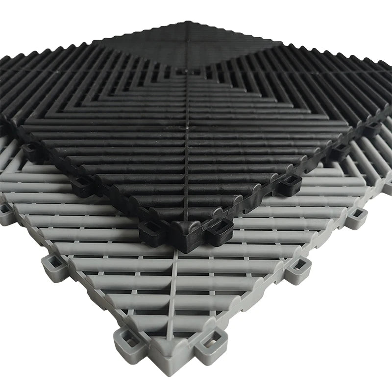 Modern Anti-Slip Interlocking Garage Flooring Tiles PP PVC Material for Indoor Outdoor Car Repair Workshop Use Graphic Design
