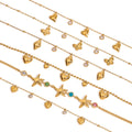 J&D Minimal Classic Gold Link Bracelet Cute Chain Star Butterfly Conch Heart Colored Zircon Bracelet