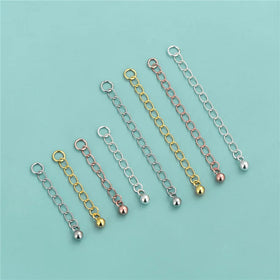 Hot Sale S925 Sterling Silver Round Ball Extension Chain for Necklace Jewelry Making Accessories